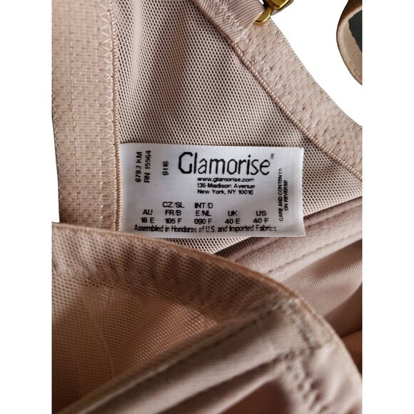Glamorise Womens Tan Lace Underwire Full Figure Bra Size 40F - Picture 5 of 6